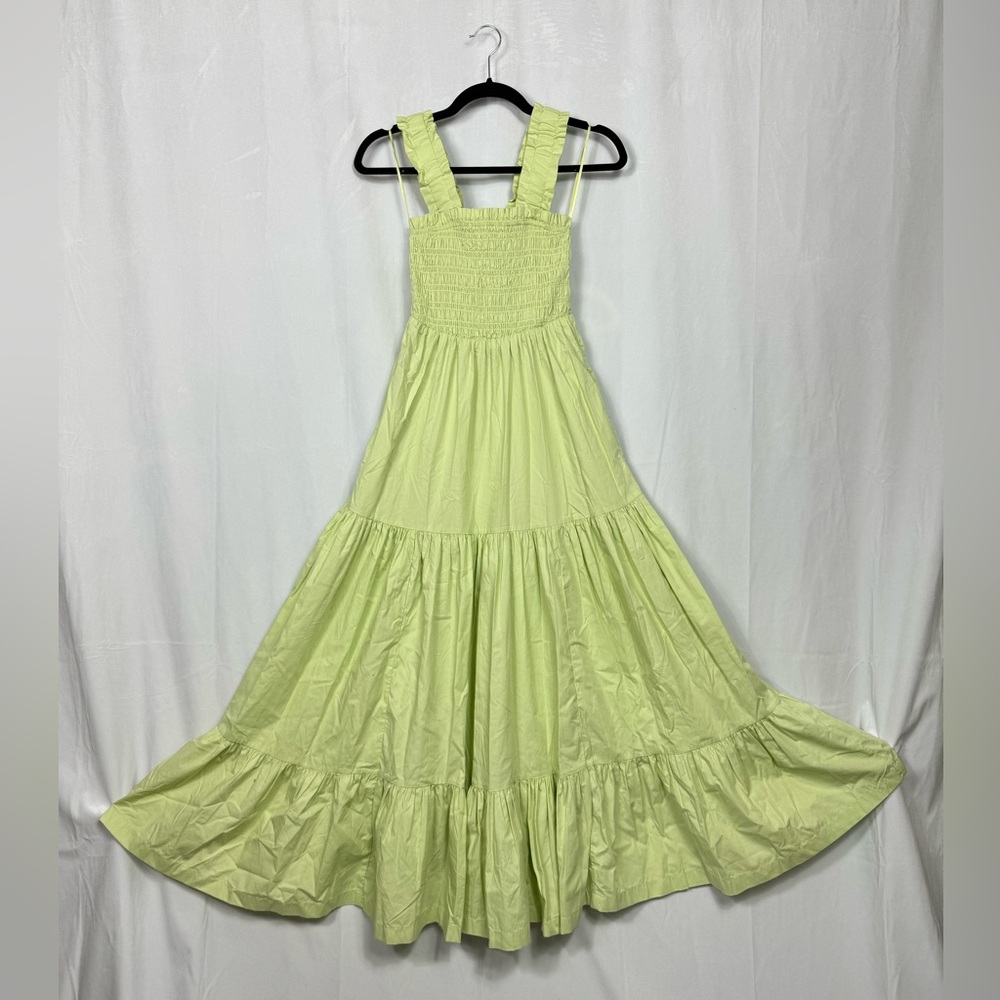 Abercrombie smocked pistachio / green maxi dress with pockets